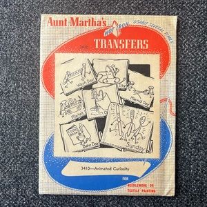 •Vintage Aunt Martha’s Transfers #3410 Animated Curiosity•